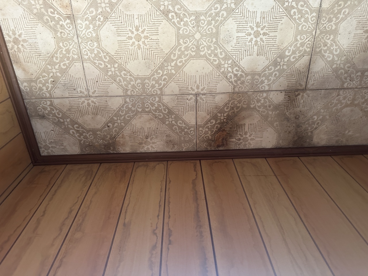 住宅内壁の雨漏りシミ。匠エージェントによる北九州での雨漏り調査。